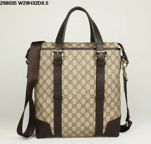 Gucci 298035 Tessuto con Leather Tote Bag Marrone Caffè