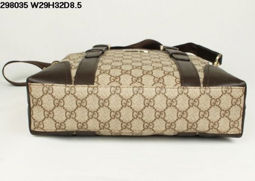 Gucci 298035 Tessuto con Leather Tote Bag Marrone Caffè
