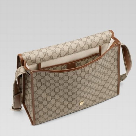 Gucci Medium Messenger Bag con Web 246411 in luce beige / ebano