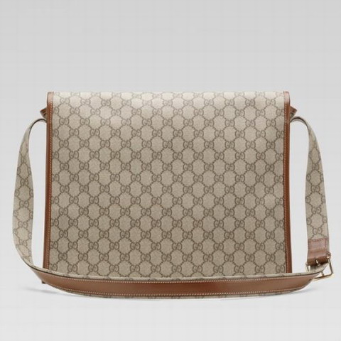 Gucci Medium Messenger Bag con Web 246411 in luce beige / ebano