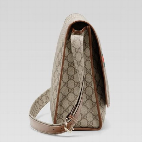 Gucci Medium Messenger Bag con Web 246411 in luce beige / ebano