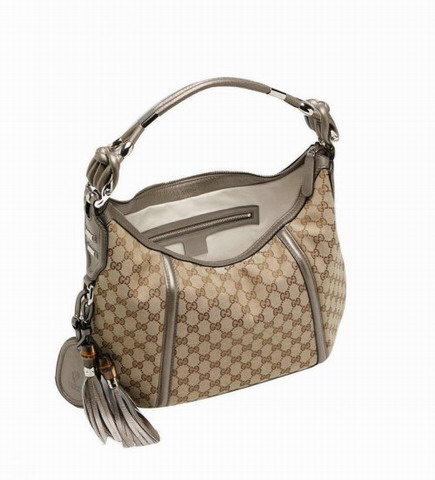 Gucci Outlet Techno Horsebit Medium Hobo 240261 Beige / Grigio M