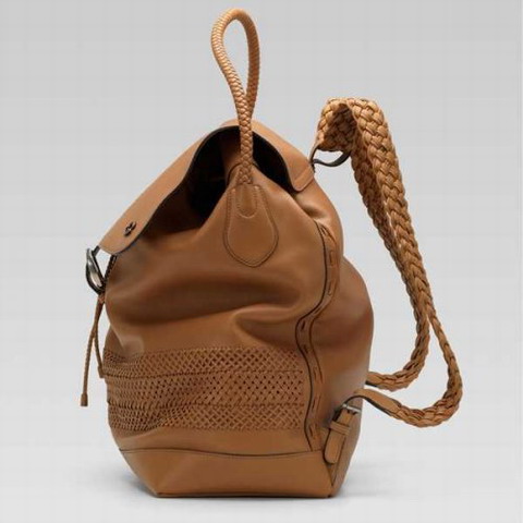 Zaino Gucci con tessuto Strap 258648 in cammello Brown