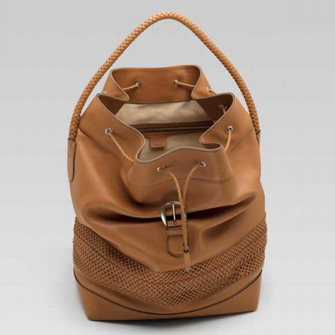 Zaino Gucci con tessuto Strap 258648 in cammello Brown
