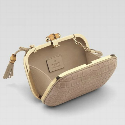 Gucci Broadway Metal Frame Evening Bag 257075 in gesso