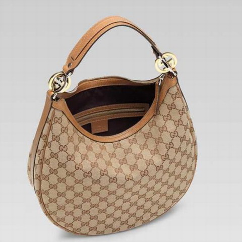 Gucci GG Twins Medium Hobo 232962 in Beige / Camel Brown