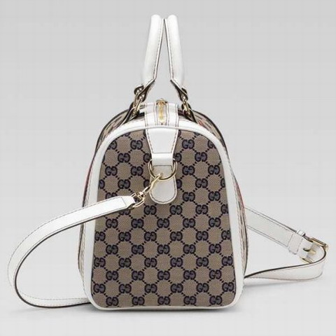 Gucci Vintage Web Medium Boston Bag 247205 in Beige / Bianco