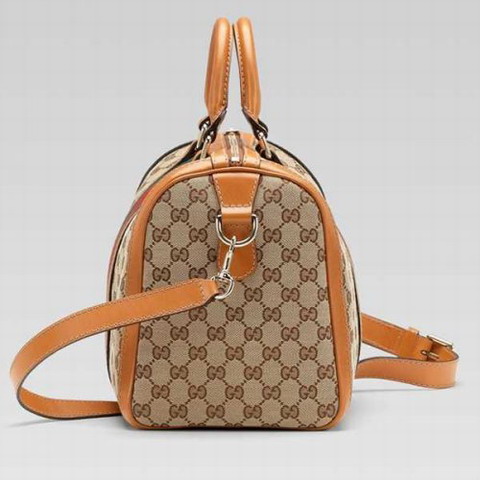 Gucci Vintage Web Medium Boston Bag 247205 in Beige / Camel Brow
