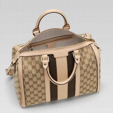 Gucci Vintage Web Medium Boston Bag 247205 in Beige / Sabbia