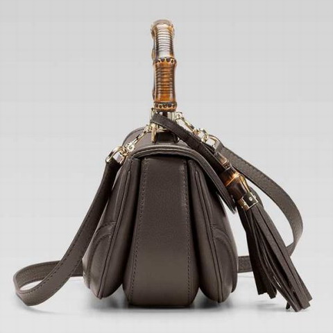 Bambù Gucci New Media Top Handle Bag 254884 in verde militare