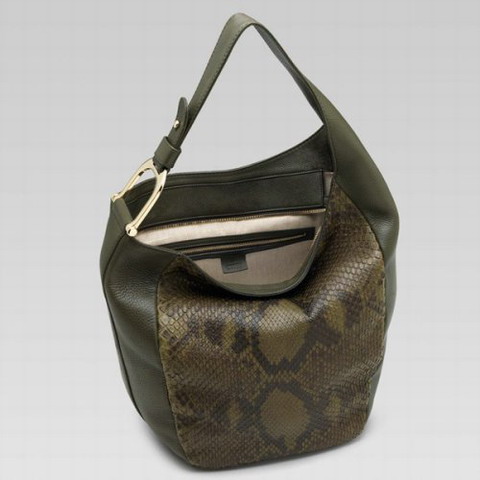 Gucci Outlet Greenwich Medium Shoulder Bag 257050 in verde milit