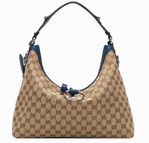 Gucci Outlet Icon Bit Medium Hobo 232961 Beige / Blu