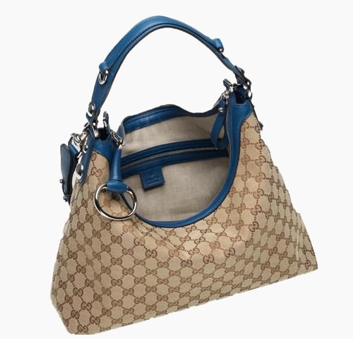 Gucci Outlet Icon Bit Medium Hobo 232961 Beige / Blu
