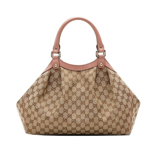 Gucci Sukey Medium Tote 211944 Beige / Rosa Peonia