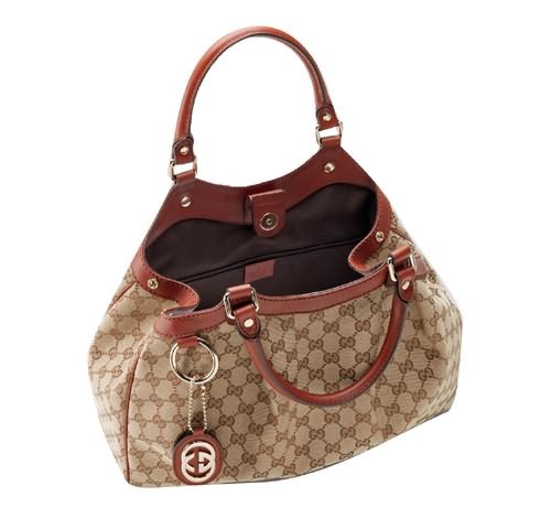 Gucci Sukey Medium Tote 211944 Beige / Rosso