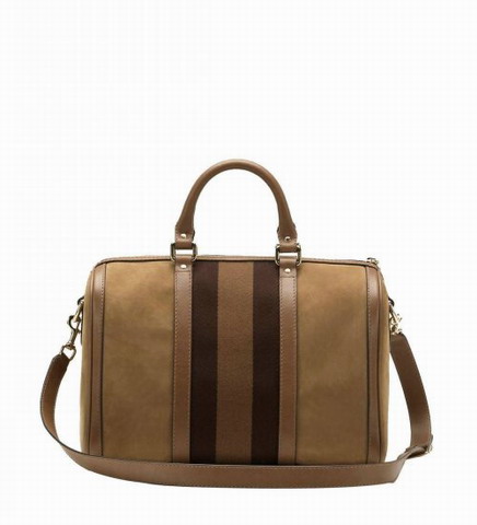 Gucci Vintage Web Medium Boston Bag 247205 Marrone Chiaro