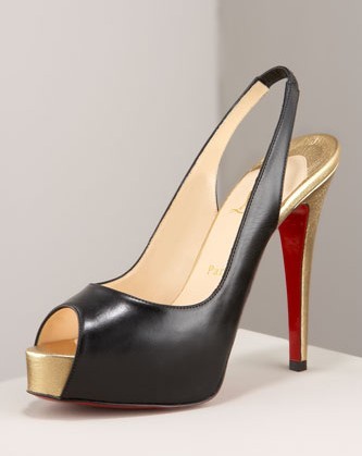 Christian Louboutin Red Sole Shoes Golden Toe Sheepskin Platform Pumps Black