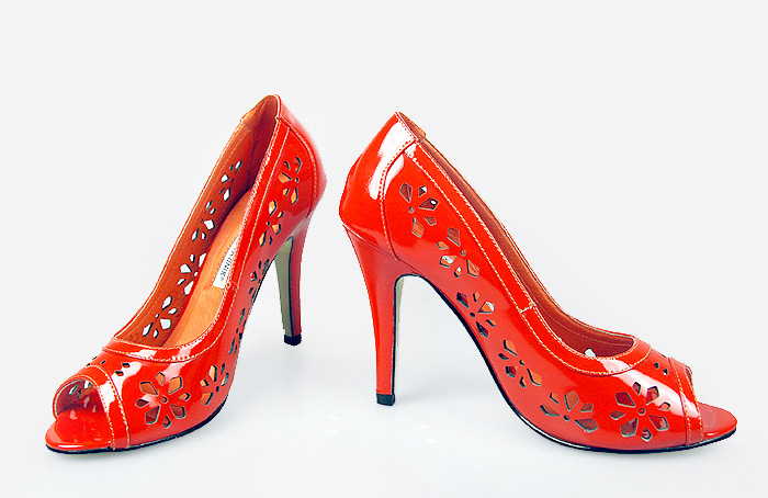 Manolo Blahnik Floral cut-out pumps red