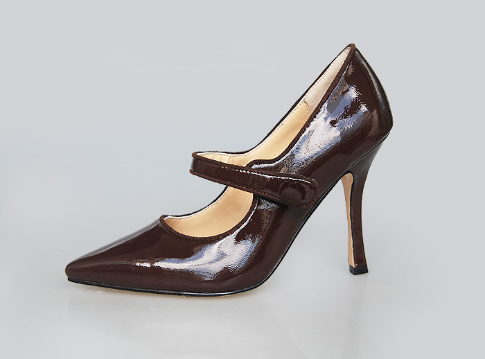 Manolo Blahnik Patent Leather Mary Jane-Dark Brown