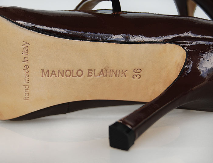 Manolo Blahnik Patent Leather Mary Jane-Dark Brown