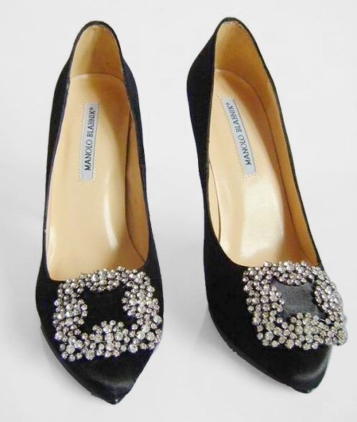 Manolo Blahnik Something Black Satin Pump