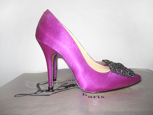 Manolo Blahnik Something Purple Satin Pump
