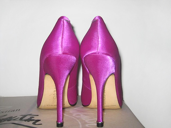 Manolo Blahnik Something Purple Satin Pump