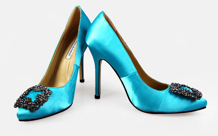 Manolo Blahnik Something Satin Pump green
