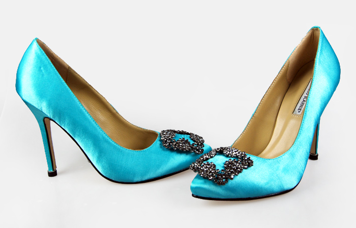 Manolo Blahnik Something Satin Pump green