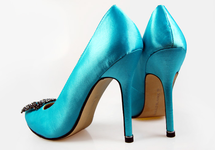 Manolo Blahnik Something Satin Pump green