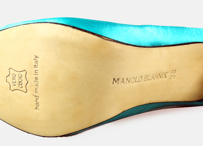 Manolo Blahnik Something Satin Pump green