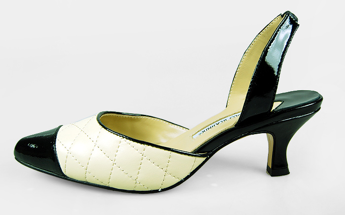 Manolo Blahnik black narrow pointed toe slingbacks