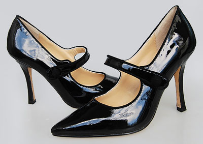 Manolo Blahnik black patent Mary Janes pumps