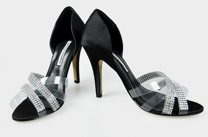 Manolo Blahnik double crystal x-strap dandals