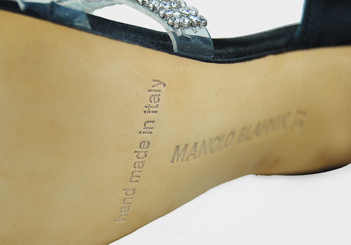 Manolo Blahnik double crystal x-strap dandals