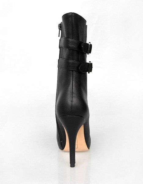 Manolo Blahnik double strap buckled booties black