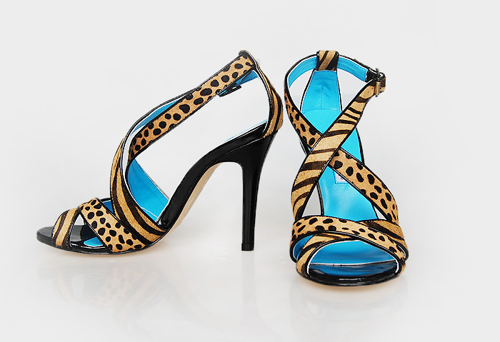 Manolo Blahnik double x-strap leopard print sandals
