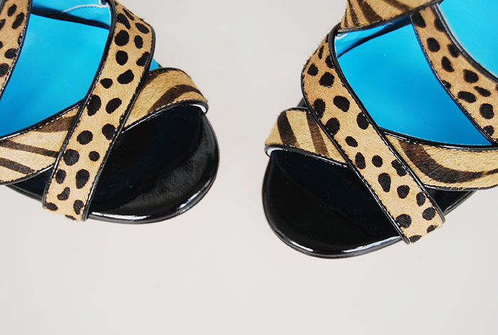 Manolo Blahnik double x-strap leopard print sandals