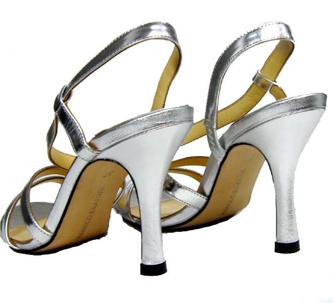 Manolo Blahnik ferret sandals silver