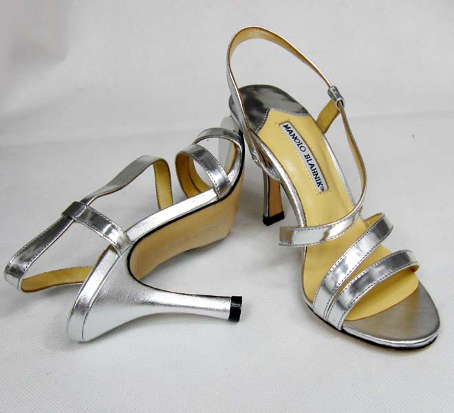 Manolo Blahnik ferret sandals silver