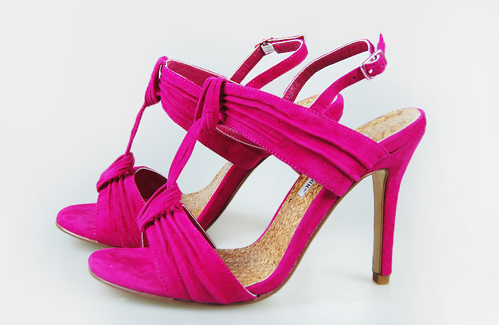 Manolo Blahnik knotted suede sandals fuchsia