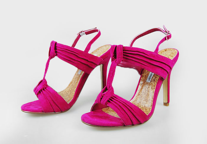 Manolo Blahnik knotted suede sandals fuchsia