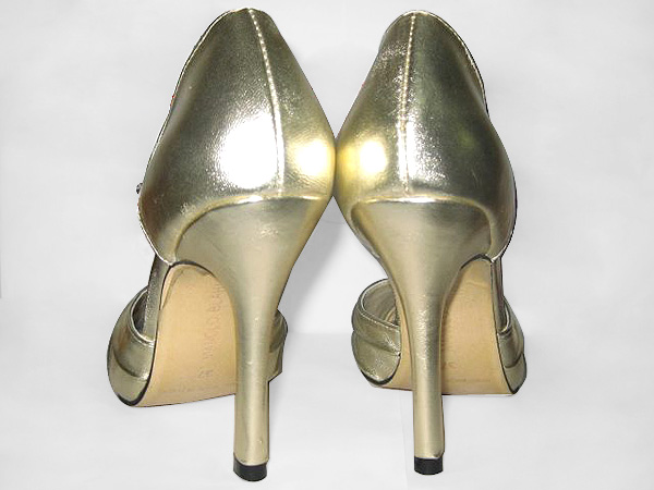Manolo Blahnik metallic gold dOrsays shoes