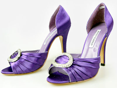 Manolo Blahnik metallic purple dOrsays