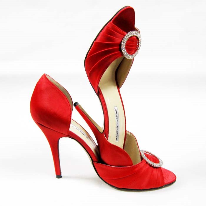 Manolo Blahnik metallic red dOrsays