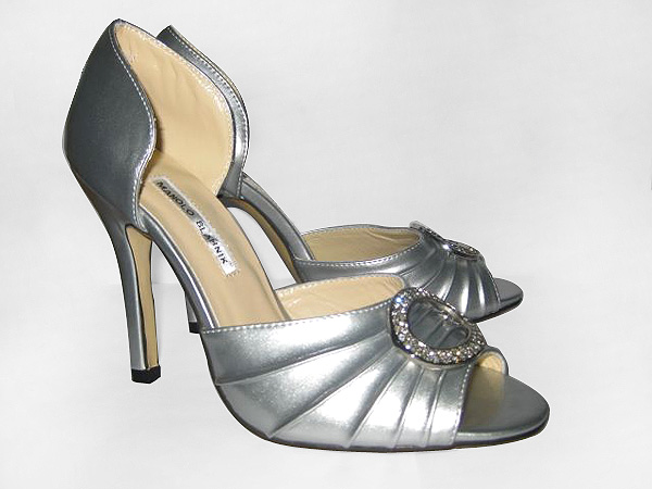 Manolo Blahnik metallic silver dOrsays shoes