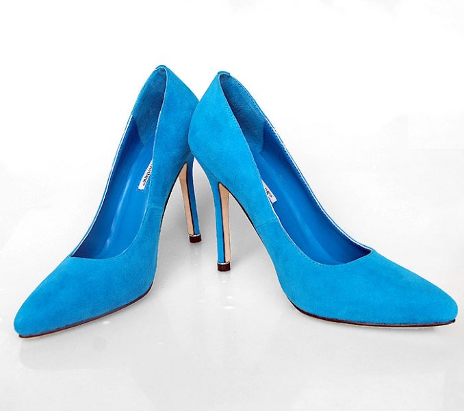 Manolo Blahnik pointed toe suede pumps blue