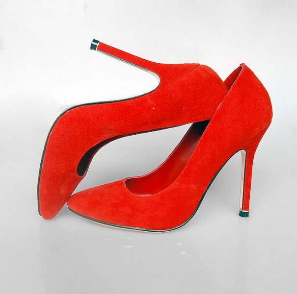 Manolo Blahnik pointed toe suede pumps red