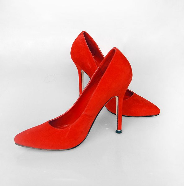 Manolo Blahnik pointed toe suede pumps red