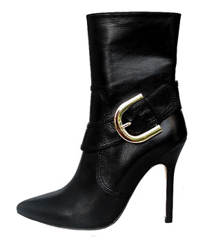 Manolo Blahnik sheepskin buckled booties